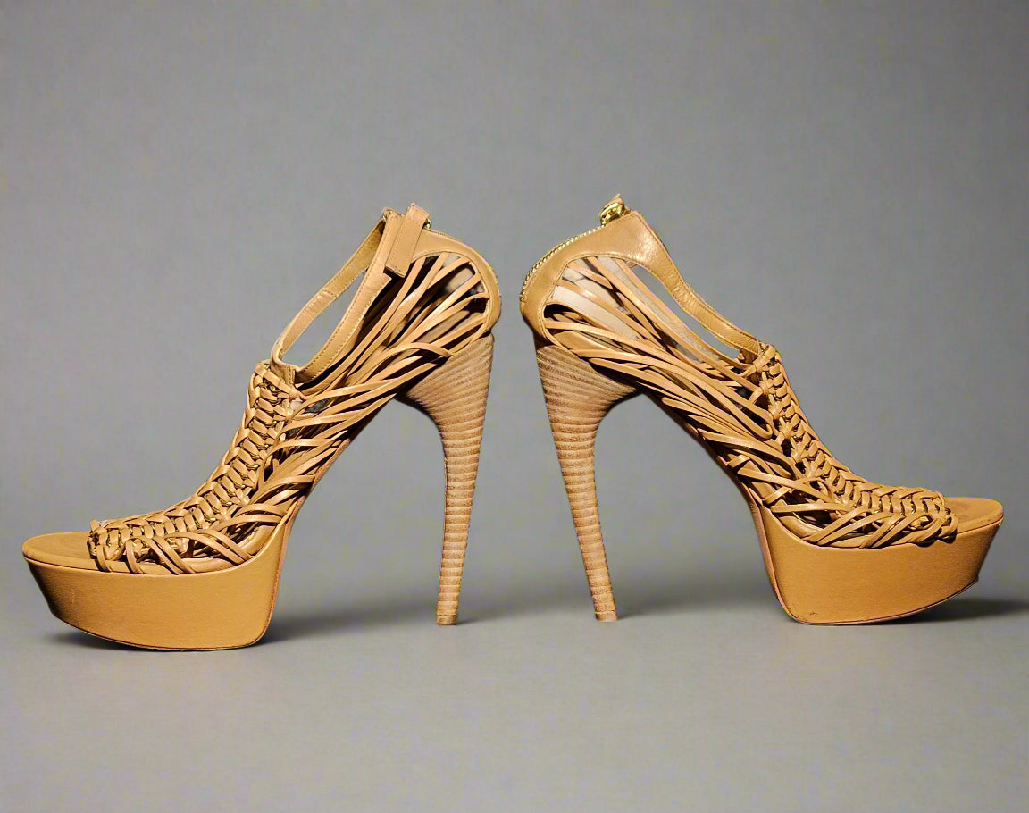 Loved By Lea: Alexander McQueen Nude Strappy Platform Heels EU 39/US 9