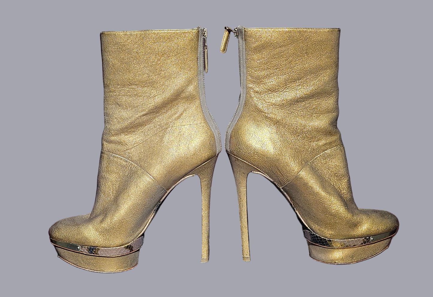 Loved By Lea: Brian Atwood Golden High Heel Platform Ankle Boots (EU 40.5/US 9.5)