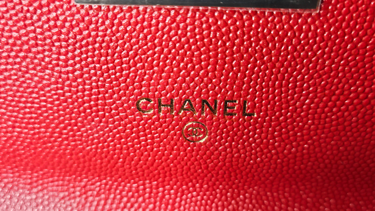 New Chanel Red Quilted Caviar Leather Boy Flap Long Wallet | Loved By Lea