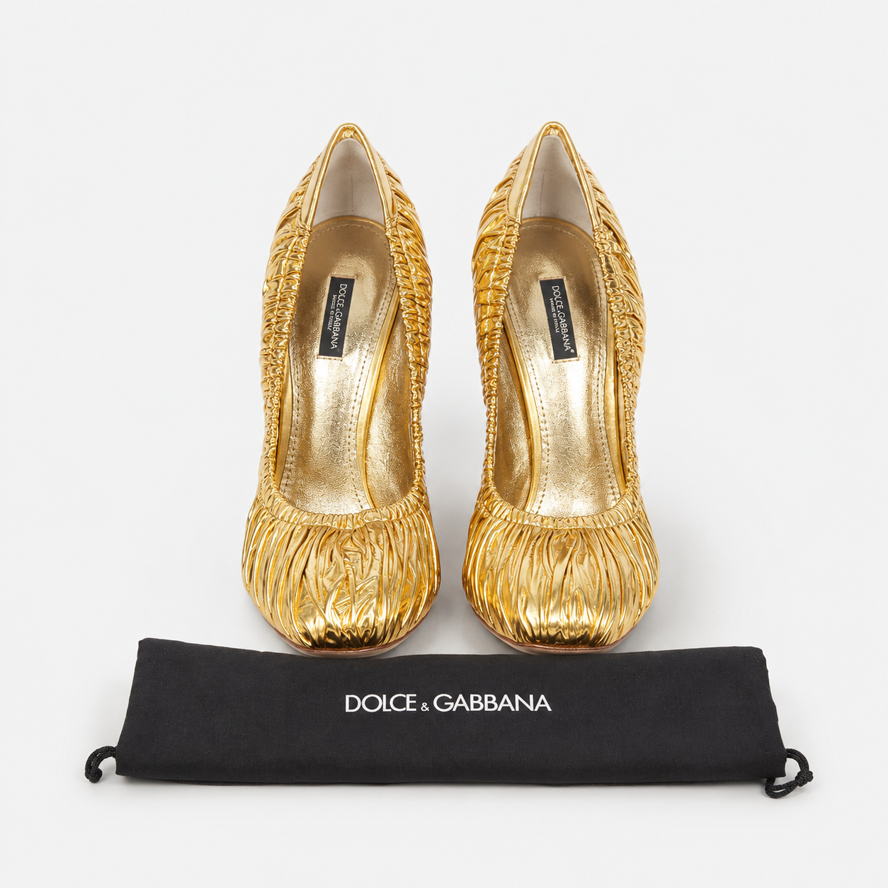 Dolce & Gabbana Metallic Gold Point-Toe Stiletto Pump | Made in Italy | EU 39 / US 9 | Loved By Lea