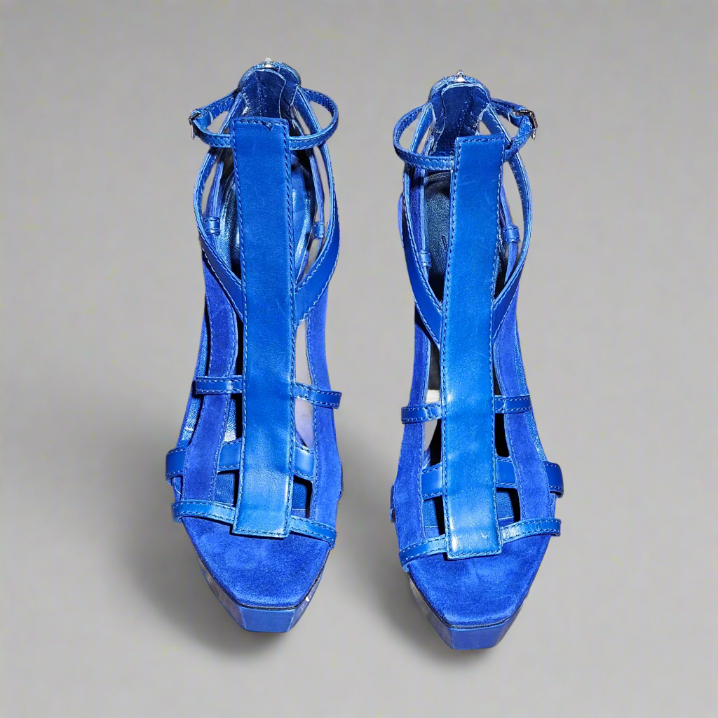 Loved By Lea: Gucci “Daryl” Cobalt Blue Suede Platform Heels (EU 39 / US 9)