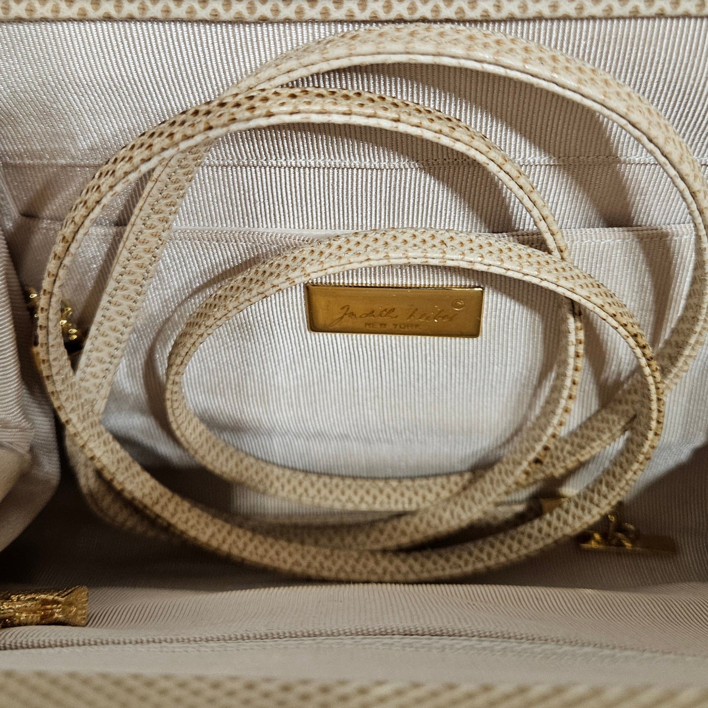Loved By Lea: Judith Leiber Beige Lizard Clutch with Strap – 1998 Collection