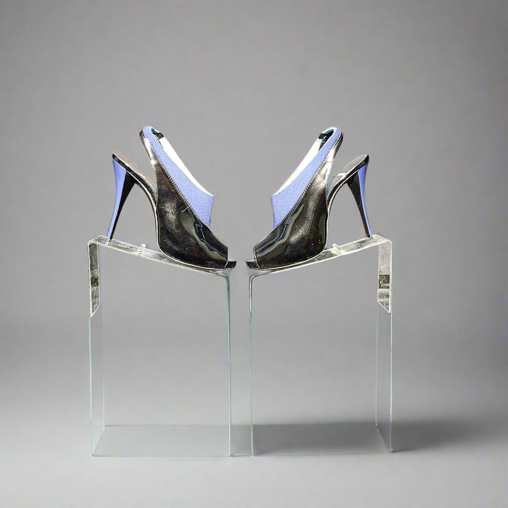 Loved By Lea: Pierre Hardy Neoprene & Patent Peep-Toe Slingback Heels — EU 40.5 (US 10.5), Blue/Black
