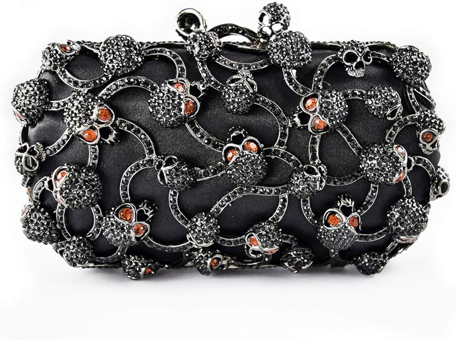 Front view of the Stefano Laviano Rendezvous Evening Clutch with crystal-embellished satin finish