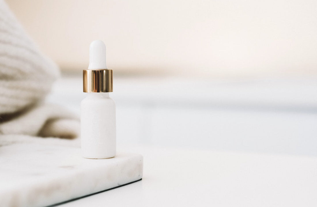 skincare oil sitting on a counter