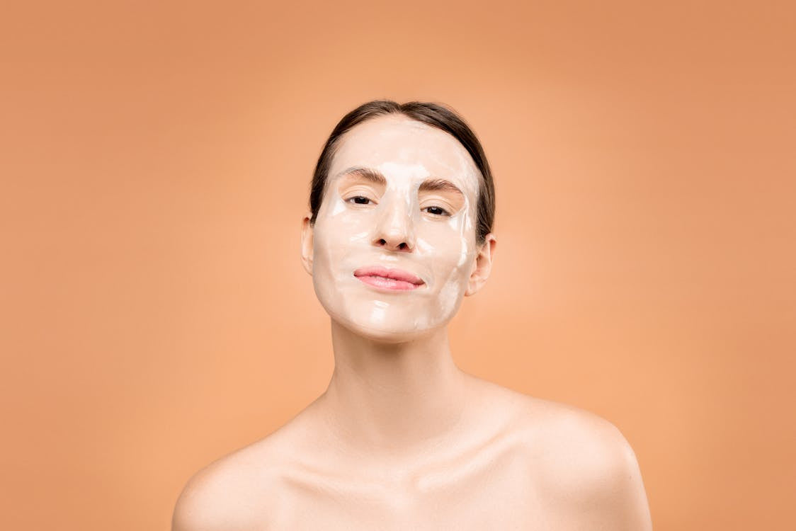 Woman with a chemical peel on her face