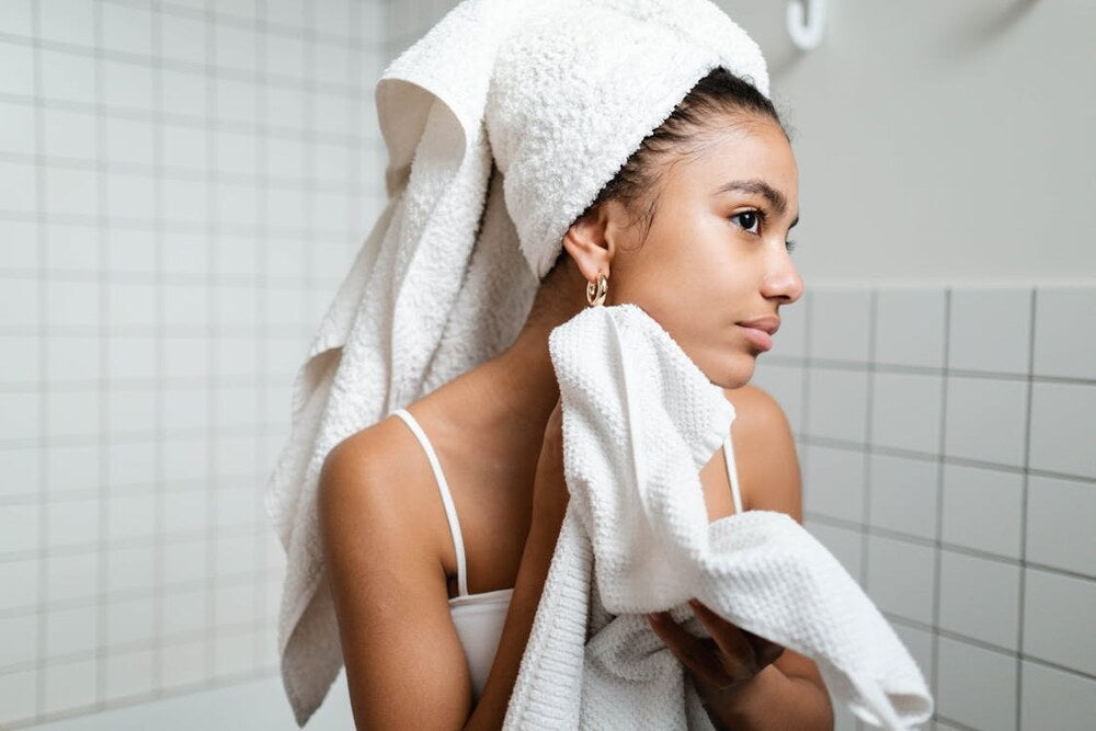 Woman following a gentle skincare routine