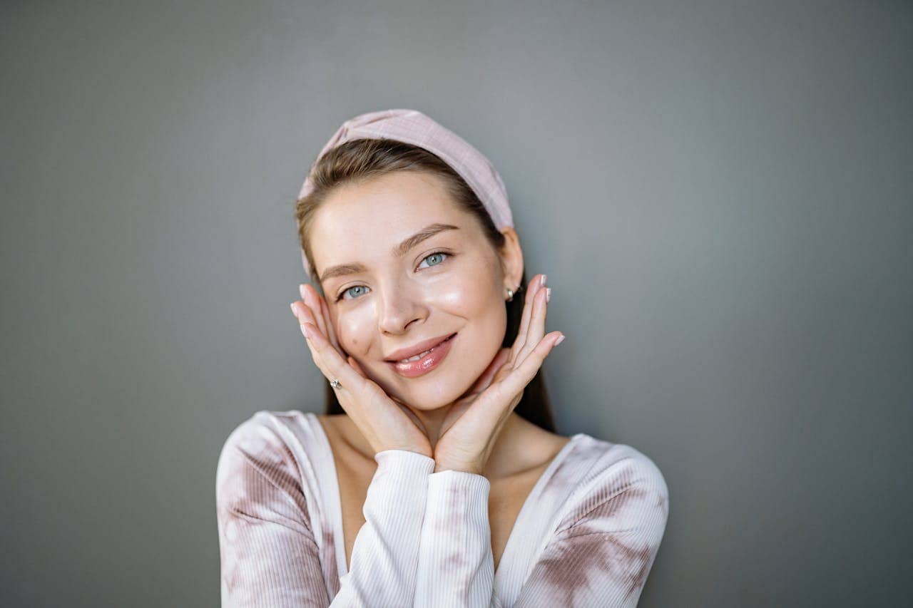 Woman with glass skin look