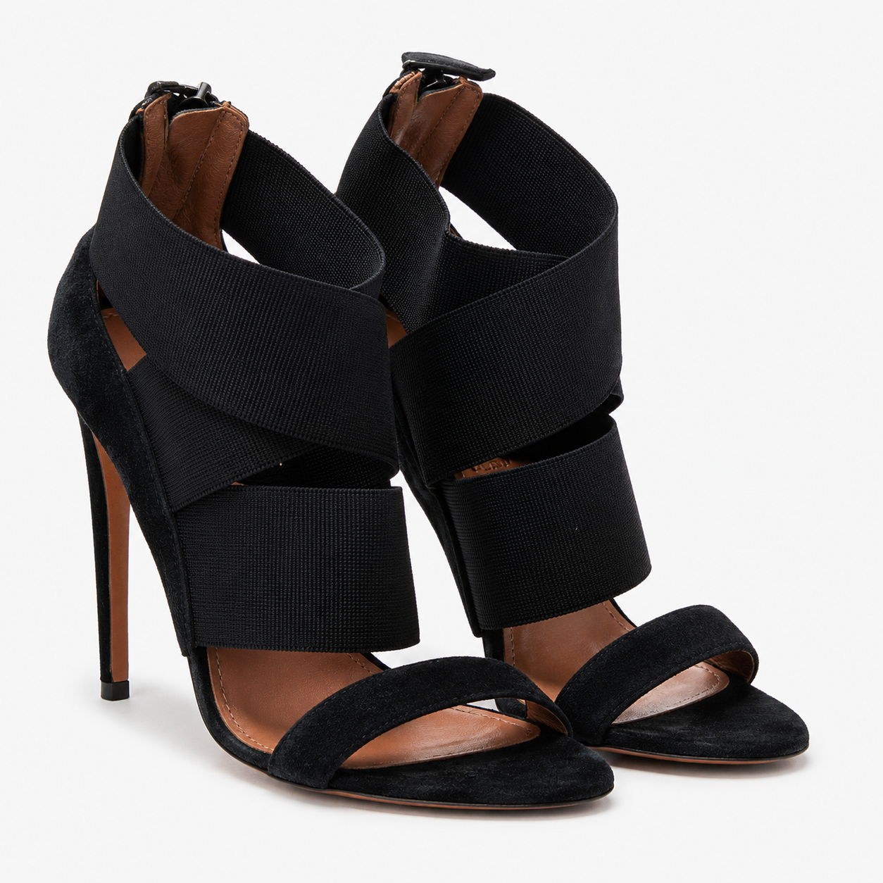 Alaïa black high heel sandals - back view showing zipper