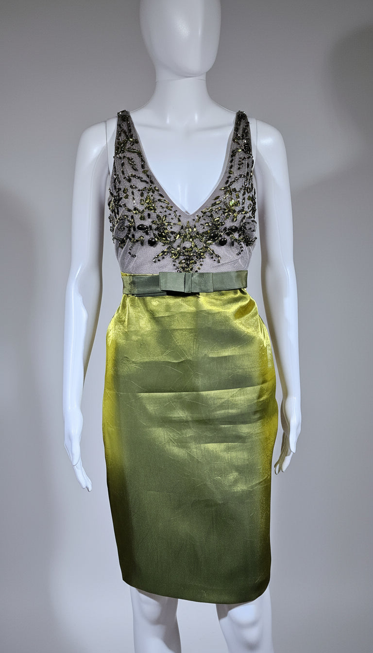 Loved By Lea: Badgley Mischka Green & Black Beaded Dress — Size 6 (US)