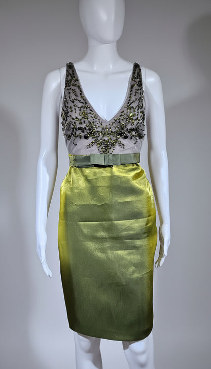 Loved By Lea: Badgley Mischka Green & Black Beaded Dress — Size 6 (US)