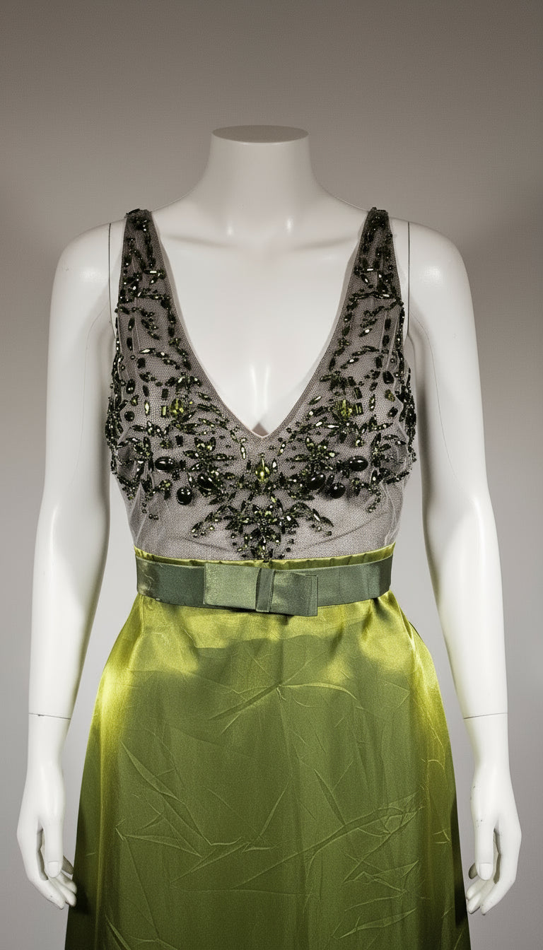 Loved By Lea: Badgley Mischka Green & Black Beaded Dress — Size 6 (US)