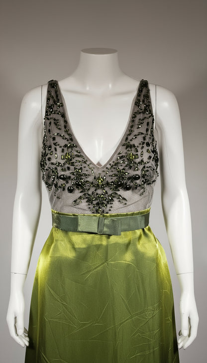 Loved By Lea: Badgley Mischka Green & Black Beaded Dress — Size 6 (US)