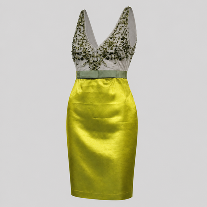 Loved By Lea: Badgley Mischka Green & Black Beaded Dress — Size 6 (US)