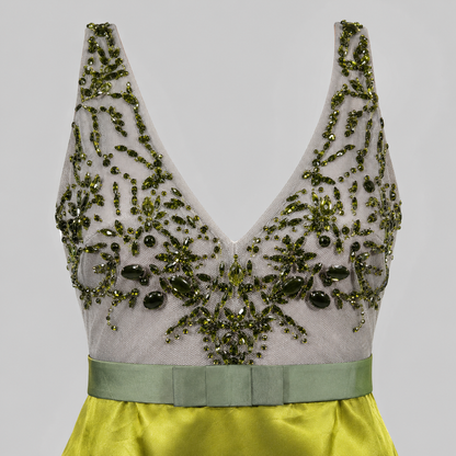 Loved By Lea: Badgley Mischka Green & Black Beaded Dress — Size 6 (US)