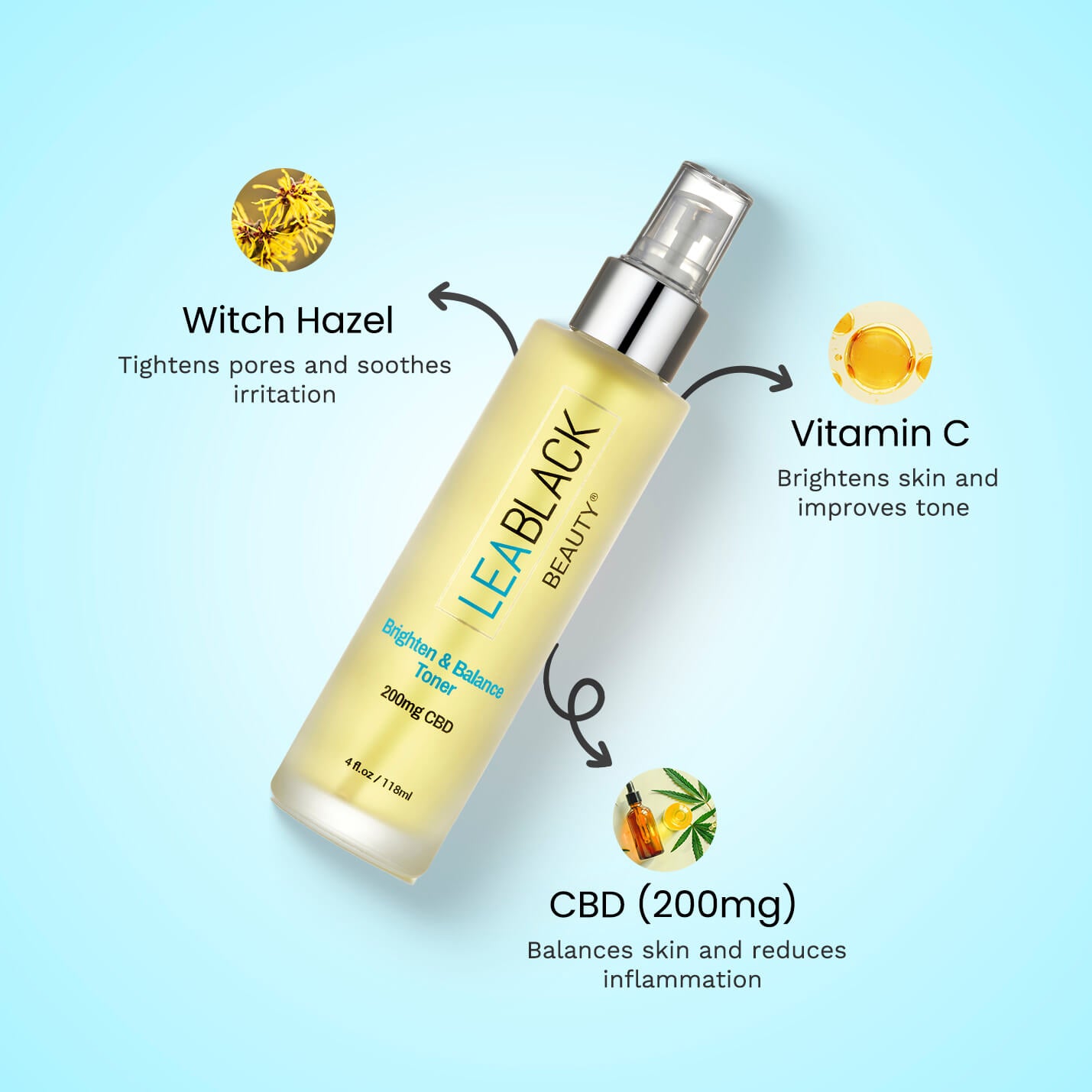 Lea Black Beauty® Brighten & Balance 200mg CBD Skin Toner