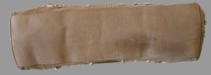 Brown leather handbag base with gold studs 