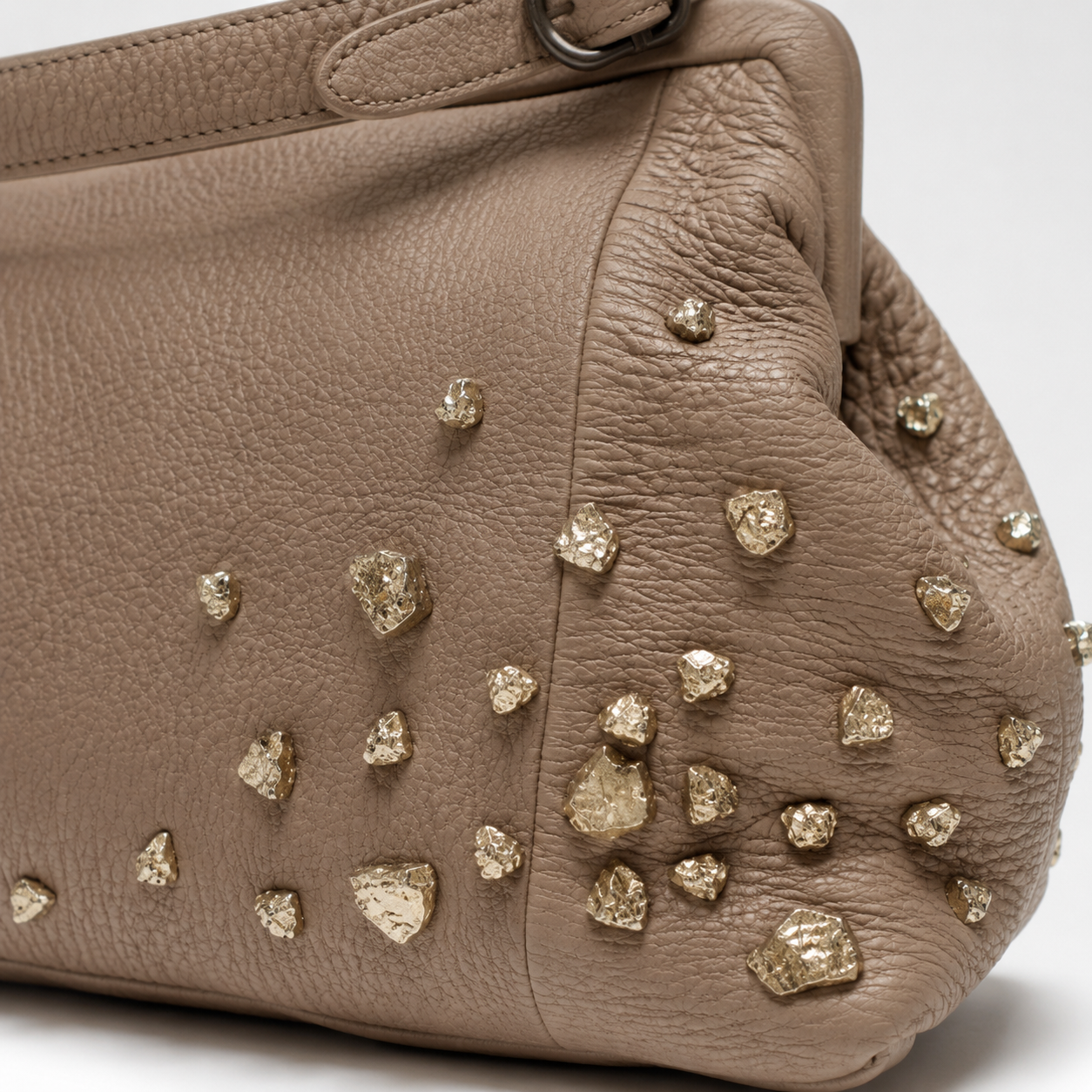 Bottega Veneta Gold Nugget Studded Frame-Top Shoulder Bag | Loved By Lea