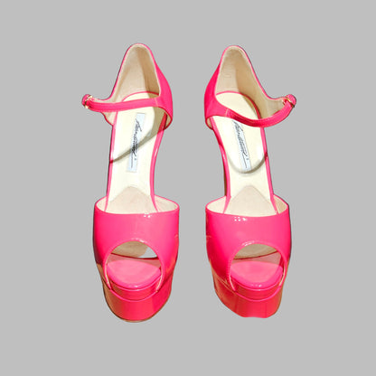Loved By Lea: Brian Atwood Tribeca “SkyHigh” Hot Pink Patent Platform Stiletto Pumps (EU 39.5 / US 9.5)