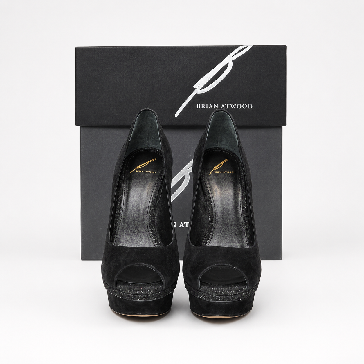 Loved By Lea: Brian Atwood Florencia black suede Swarovski crystal pumps additional detail view