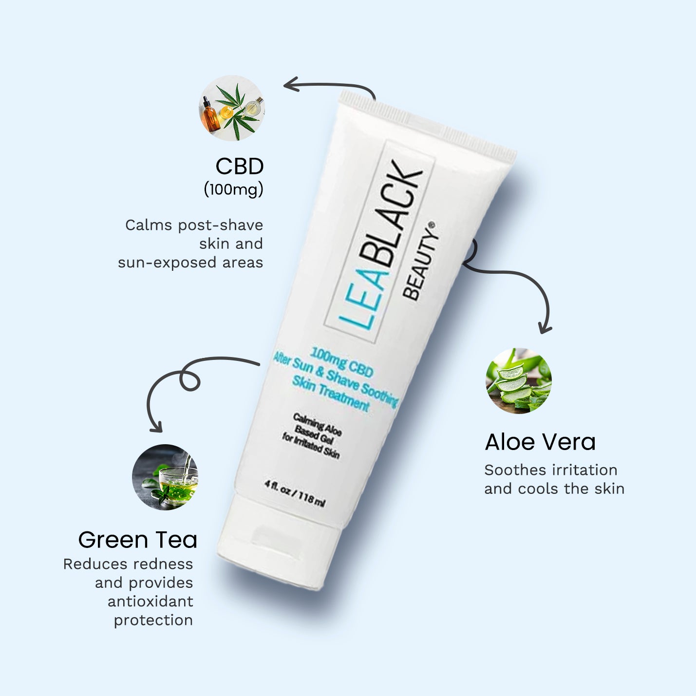 Lea Black Beauty® 100mg CBD After Sun & Shave Soothing Skin Treatment