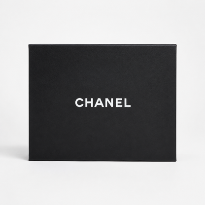 Black Chanel box on a white background