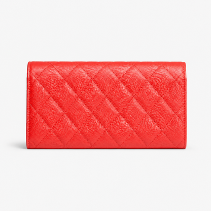 New Chanel Red Quilted Caviar Leather Boy Flap Long Wallet | Loved By Lea
