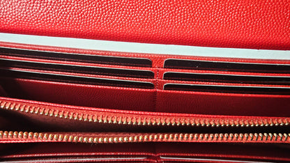 New Chanel Red Quilted Caviar Leather Boy Flap Long Wallet | Loved By Lea