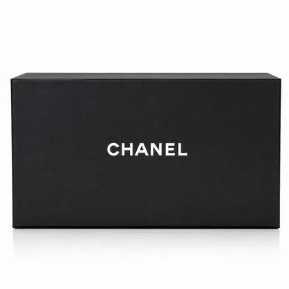 Black Chanel box on a white background
