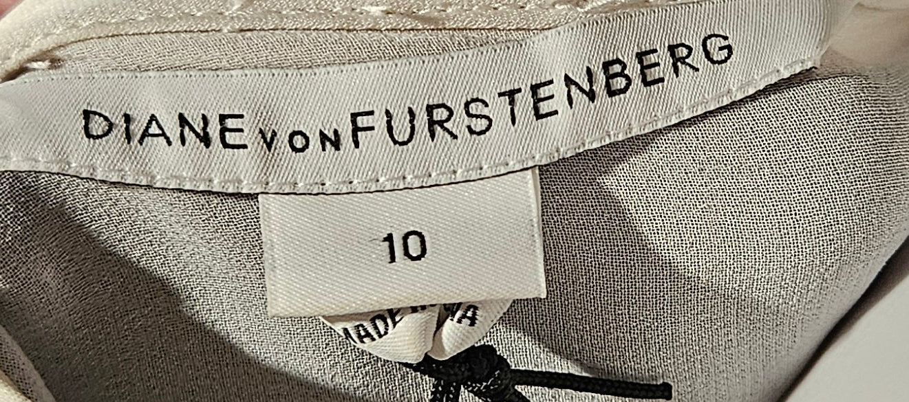 Diane von Furstenberg label on a garment with size 10