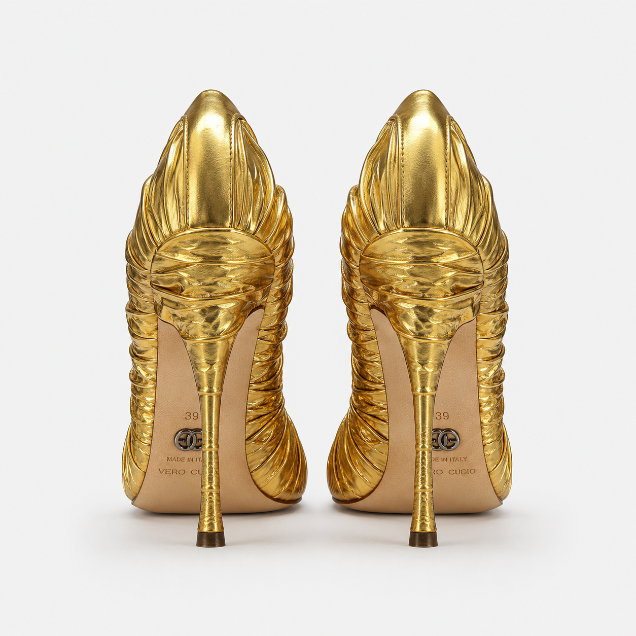 Dolce & Gabbana Metallic Gold Point-Toe Stiletto Pump | Made in Italy | EU 39 / US 9 | Loved By Lea