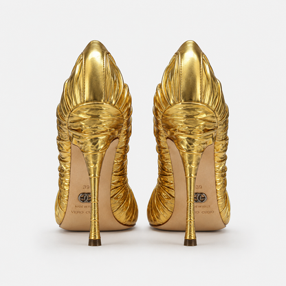 Dolce & Gabbana Metallic Gold Point-Toe Stiletto Pump | Made in Italy | EU 39 / US 9 | Loved By Lea
