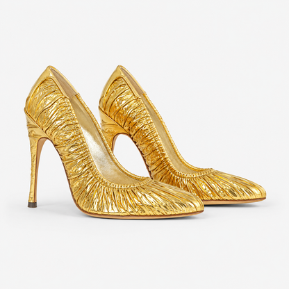Dolce & Gabbana Metallic Gold Point-Toe Stiletto Pump | Made in Italy | EU 39 / US 9 | Loved By Lea