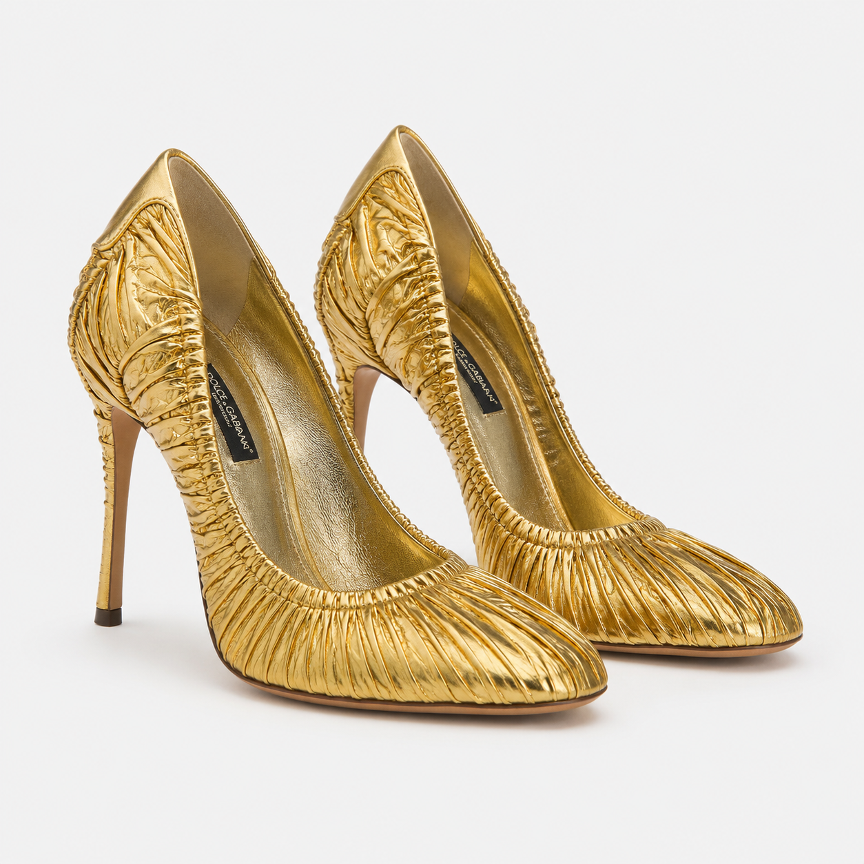 Dolce & Gabbana Metallic Gold Point-Toe Stiletto Pump | Made in Italy | EU 39 / US 9 | Loved By Lea