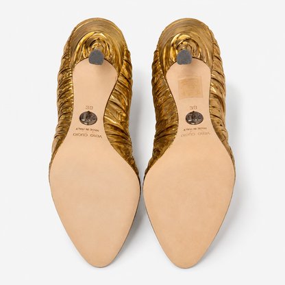 Dolce & Gabbana Metallic Gold Point-Toe Stiletto Pump | Made in Italy | EU 39 / US 9 | Loved By Lea
