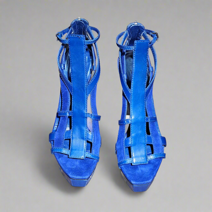 Loved By Lea: Gucci “Daryl” Cobalt Blue Suede Platform Heels (EU 39 / US 9)