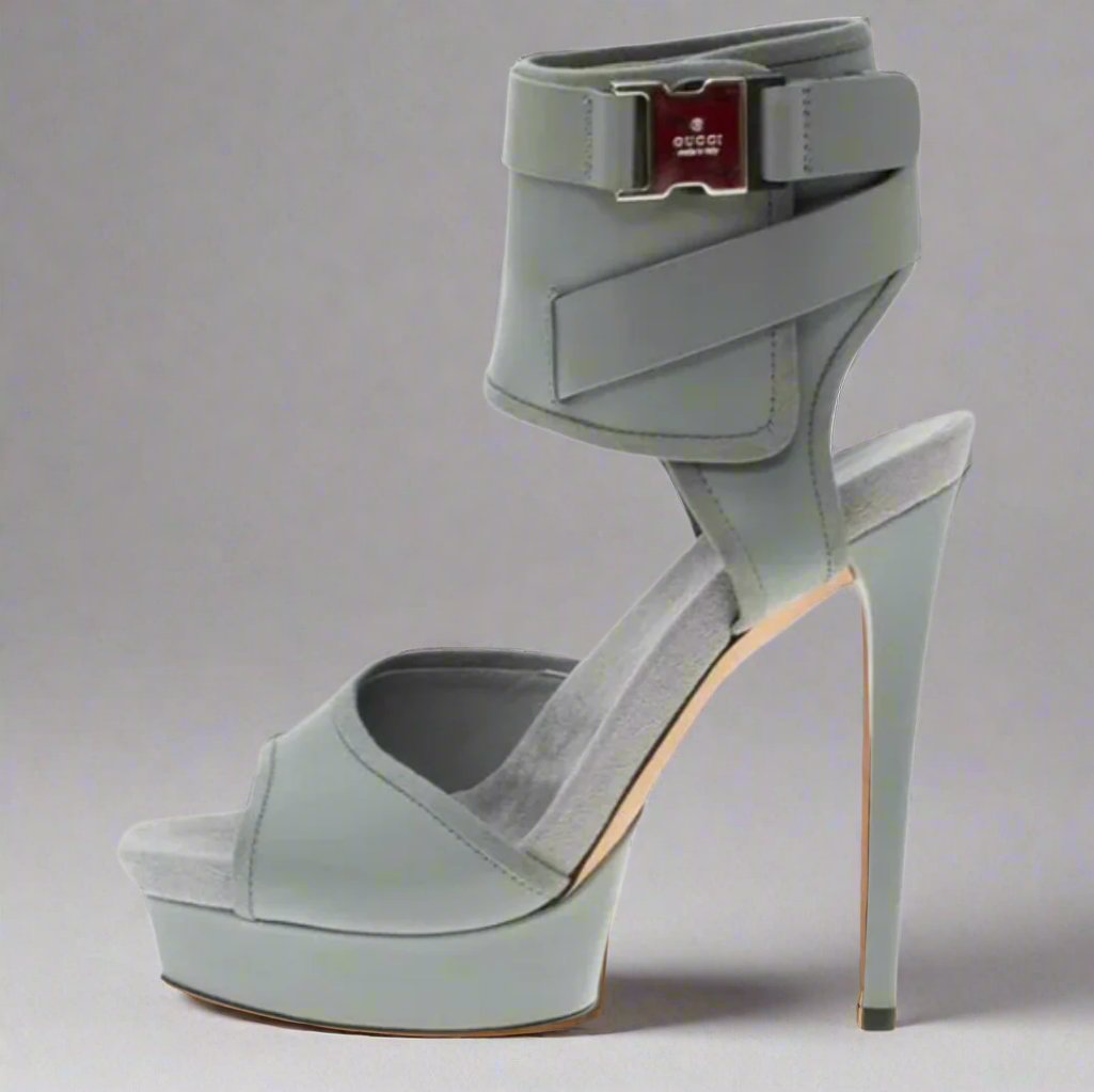 Loved By Lea: Gucci Grey Leather Gail Platform Sandals – Size 8.5/38.5 with Box