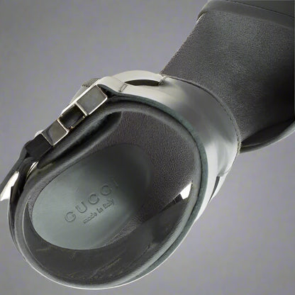 Loved By Lea: Gucci Grey Leather Gail Platform Sandals – Size 8.5/38.5 with Box