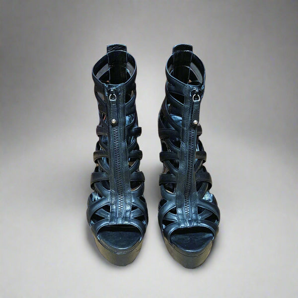 Gucci Venus Zip Pump Black Leather Stiletto EU 39 US 9 | Rare