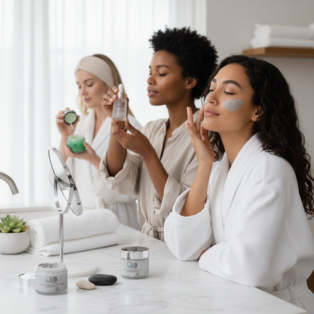 Three skincare products from LBB Skincare Labs on a white background