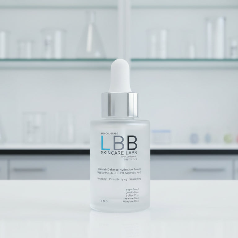 LBB skincare serum bottle on a white background