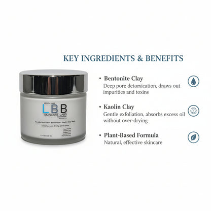 LBB skincare jar with key ingredients and benefits on a white background