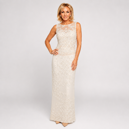 Loved By Lea: Vera Wang Cream Long Beaded Gown Size 8