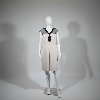 Loved By Lea: Lela Rose “Chalk” Linen Dress w/ Geometric Tulle Insets — Size 6 (A+ NWT)