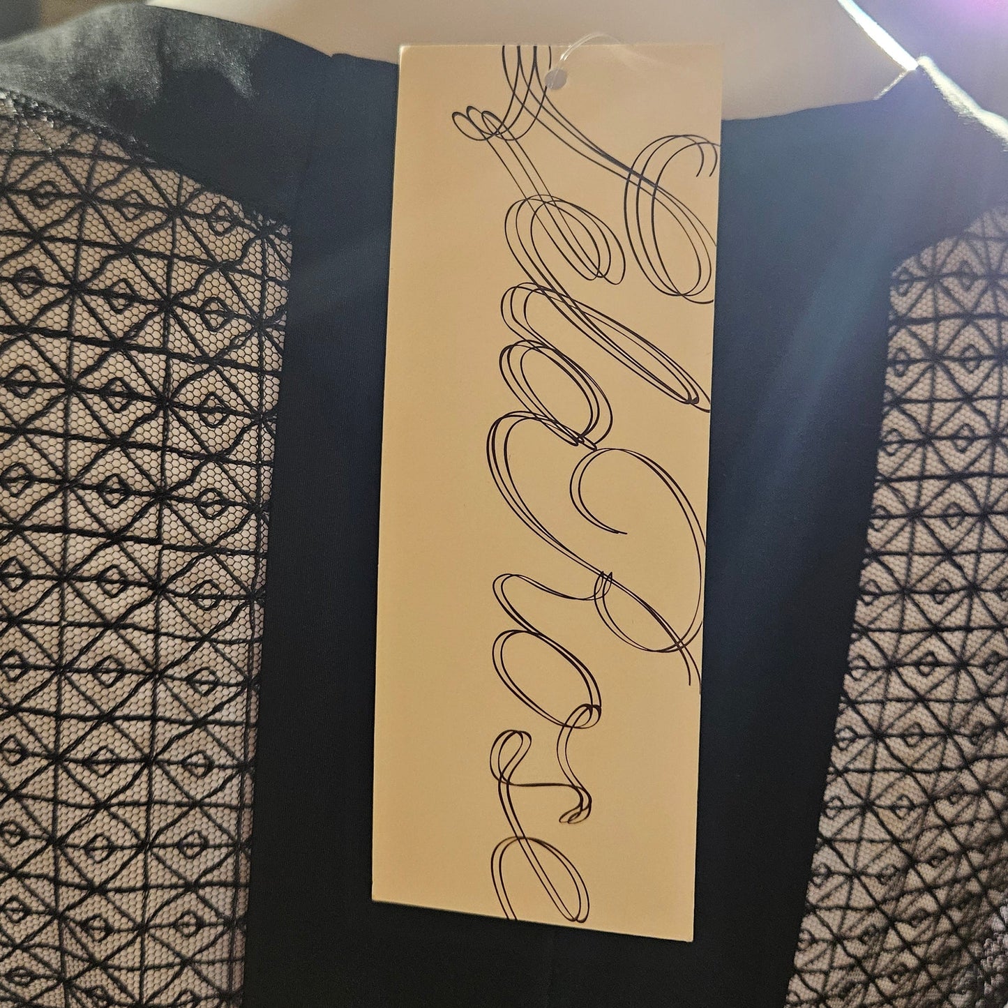 Loved By Lea: Lela Rose “Chalk” Linen Dress w/ Geometric Tulle Insets — Size 6 (A+ NWT)