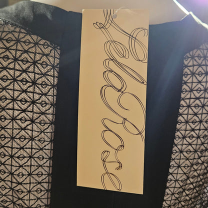 Loved By Lea: Lela Rose “Chalk” Linen Dress w/ Geometric Tulle Insets — Size 6 (A+ NWT)