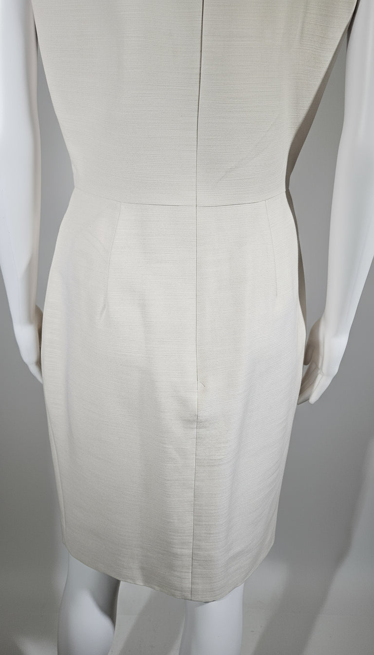 Loved By Lea: Lela Rose “Chalk” Linen Dress w/ Geometric Tulle Insets — Size 6 (A+ NWT)