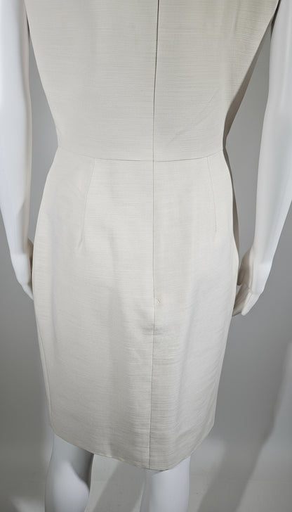 Loved By Lea: Lela Rose “Chalk” Linen Dress w/ Geometric Tulle Insets — Size 6 (A+ NWT)