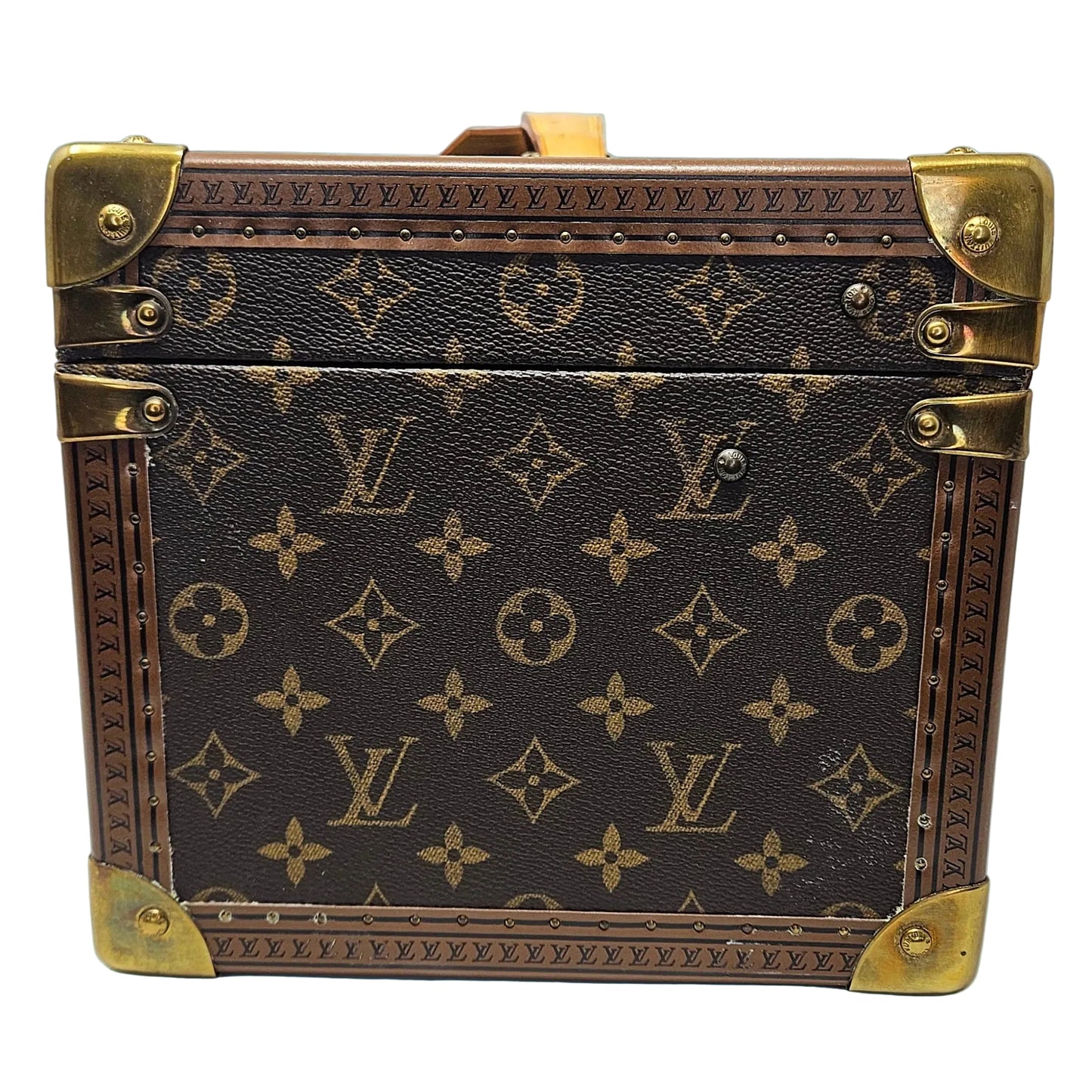 Louis Vuitton monogram vanity suitcase on a white background