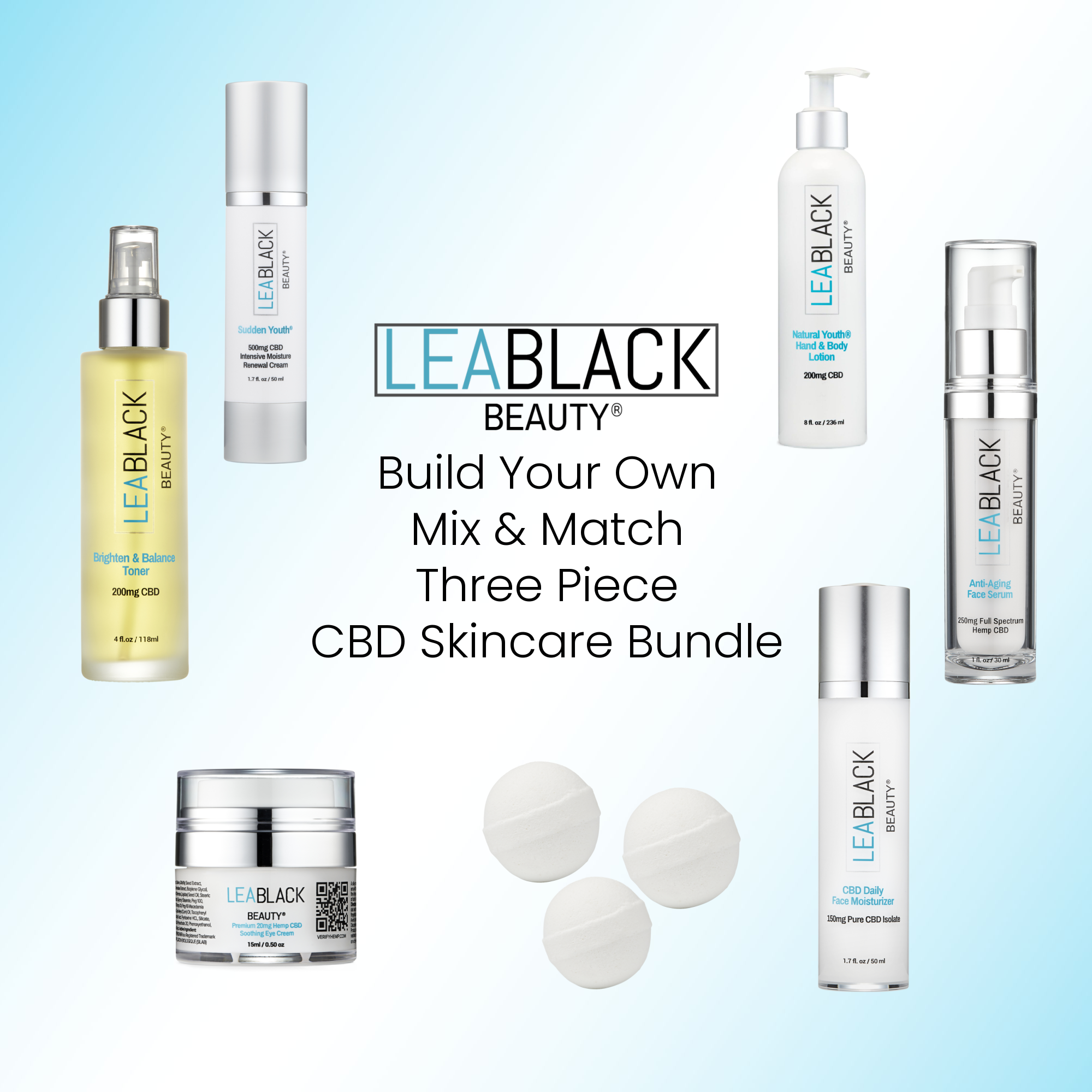 Lea Black Beauty® Mix & Match Three Piece CBD Skincare Bundle
